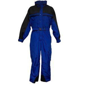 Columbia Ski Suit One Piece Snowsuit Snow Bib Retro Blue Vtg Mens Size M
